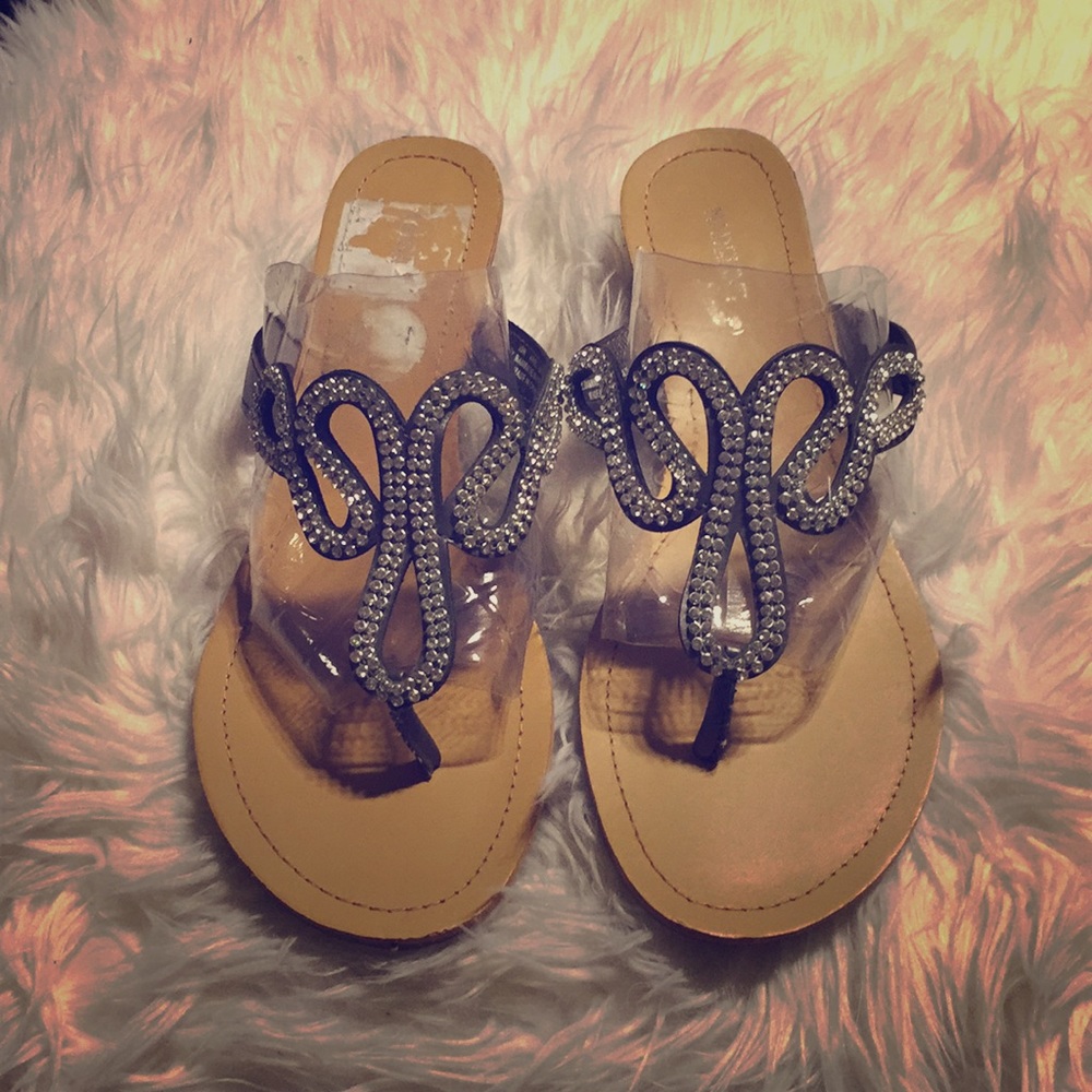 Silver rhinestone sandals
